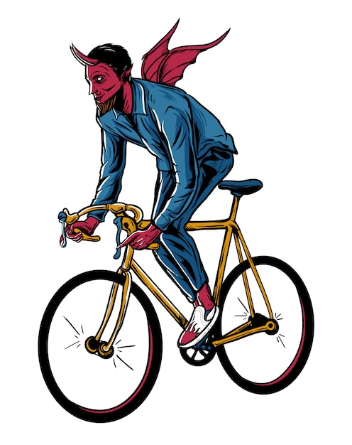 悪魔乗馬自転車イラスト プレミアムベクター