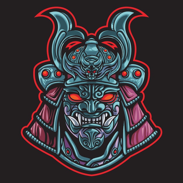 Premium Vector | Devil samurai head esport logo illustration