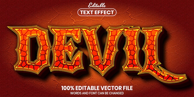 Premium Vector | Devil text, font style editable text effect