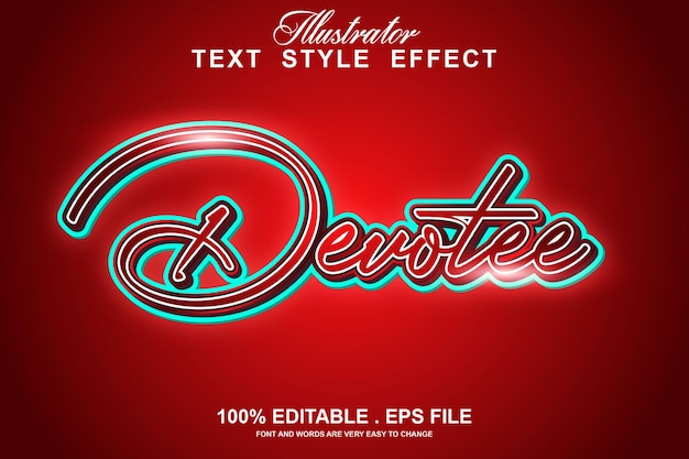 Premium Vector | Devotee text effect editable