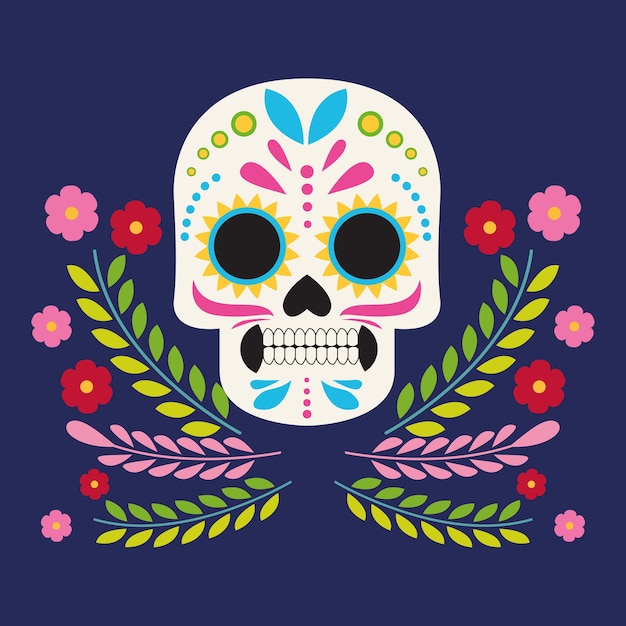 Premium Vector | Dia de los muertos celebration poster with skull head ...