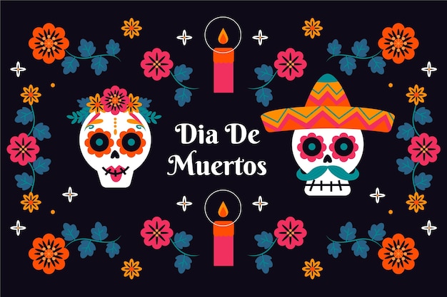 Premium Vector | Día de muertos background in flat design