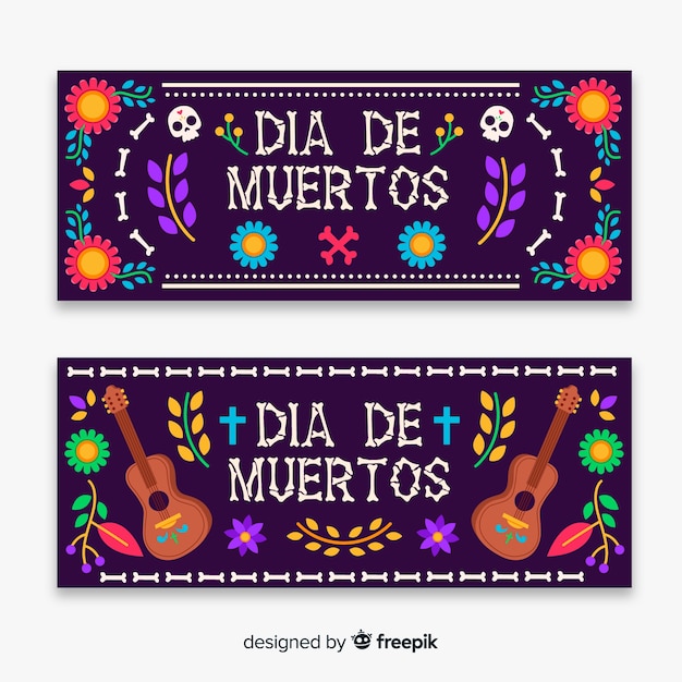 free-vector-dia-de-muertos-banners-in-flat-design