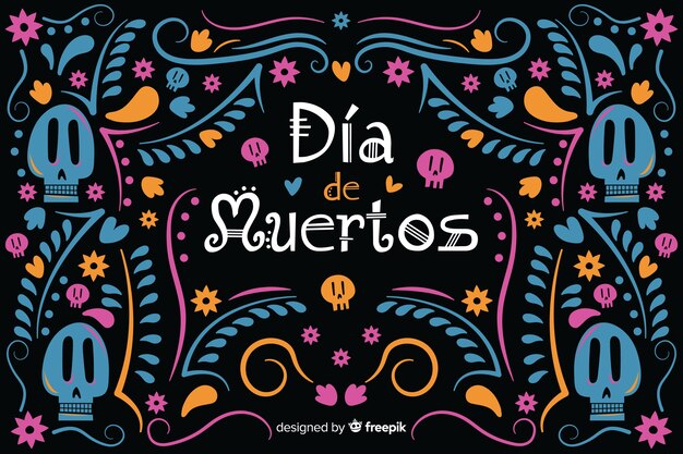 Dia de muertos concept with flat design background Free Vector