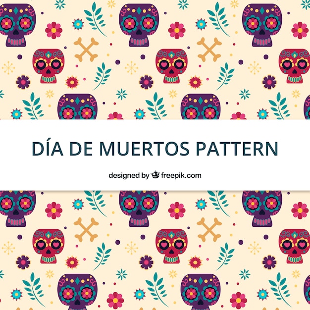 Día de muertos pattern in flat design Free Vector
