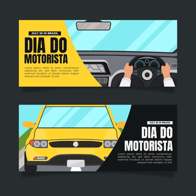 Free Vector Dia Do Motorista Banners Set