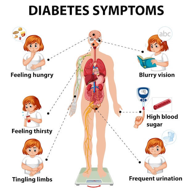Free Vector Diabetes Symptoms Information Infographic 3055