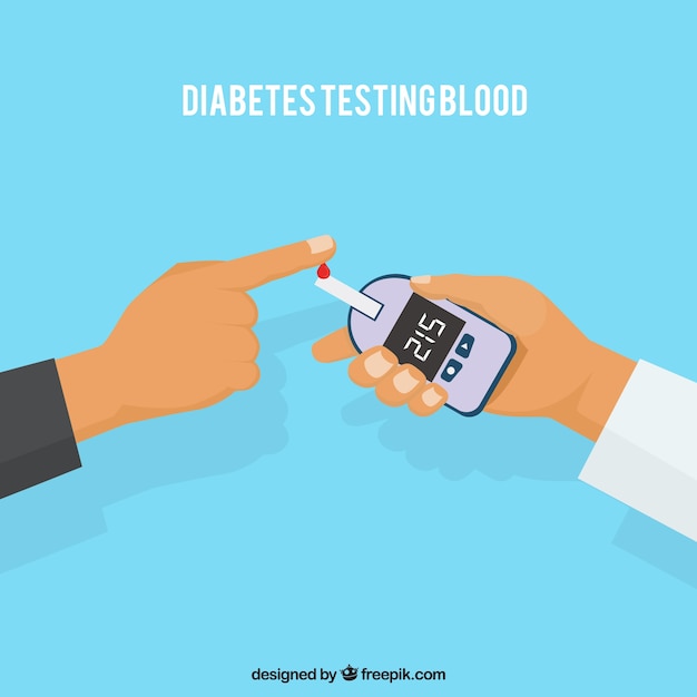 Diabetics testing blood with flat design Free Vector