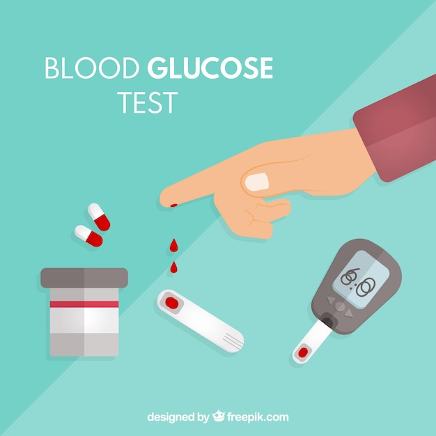 Diabetics testing blood with flat design Free Vector
