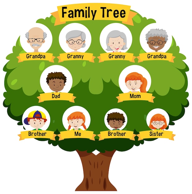 Free Vector Diagram Showing Three Generation Family Tree