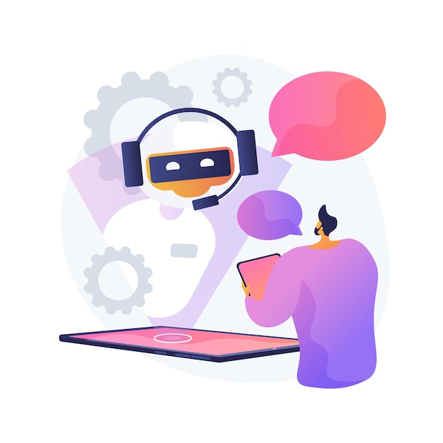 Dialog with chatbot. artificial intelligence reply to question. tech support, instant messaging, hotline operator. ai assistant. client bot consultant. vector isolated concept metaphor illustration. Free Vector