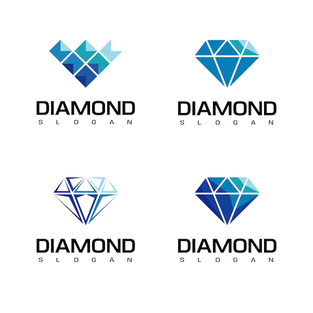 Diamond logo set Premium Vector