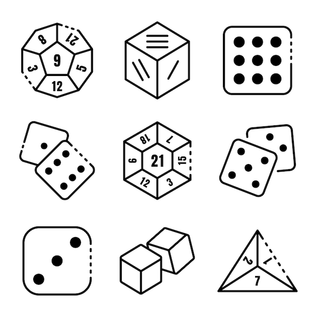 Premium Vector | Dice icons set, outline style