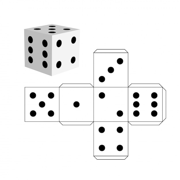 dice template model of a white cube premium vector