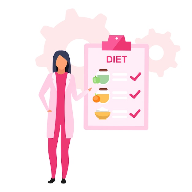 Premium Vector | Dietary Nutrition Plan Flat Illustration. Female ...