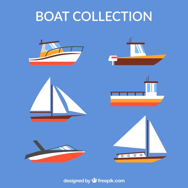 Different boats in flat design