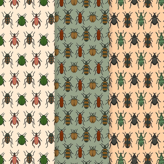 Free Vector Different bugs pattern collection