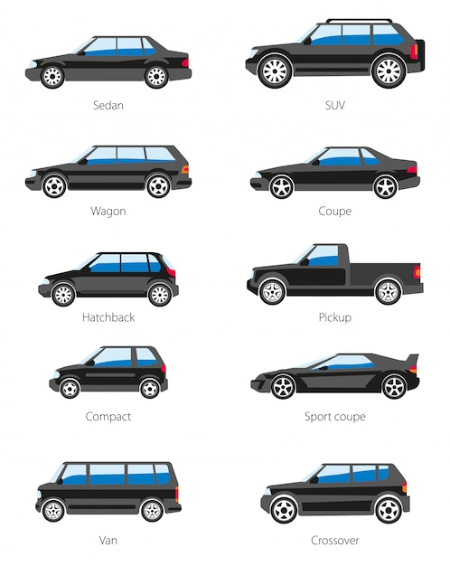 さまざまな車の種類のアイコンを設定 プレミアムベクター