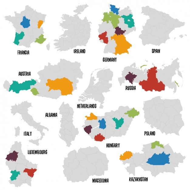 Different countries political map