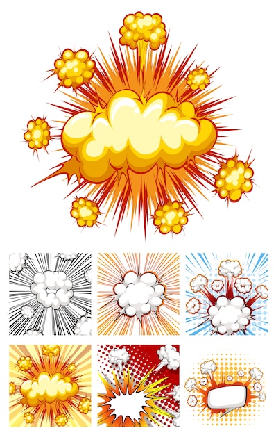 異なる爆発雲のデザイン 無料のベクター