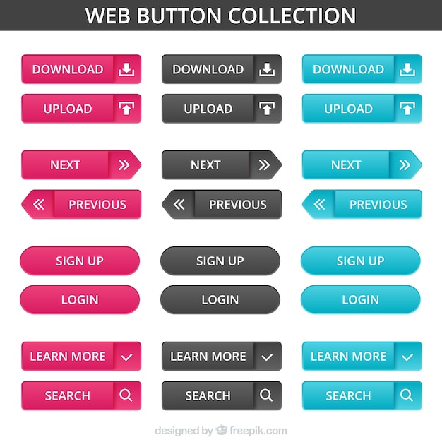 Free Vector | Different designs of web buttons