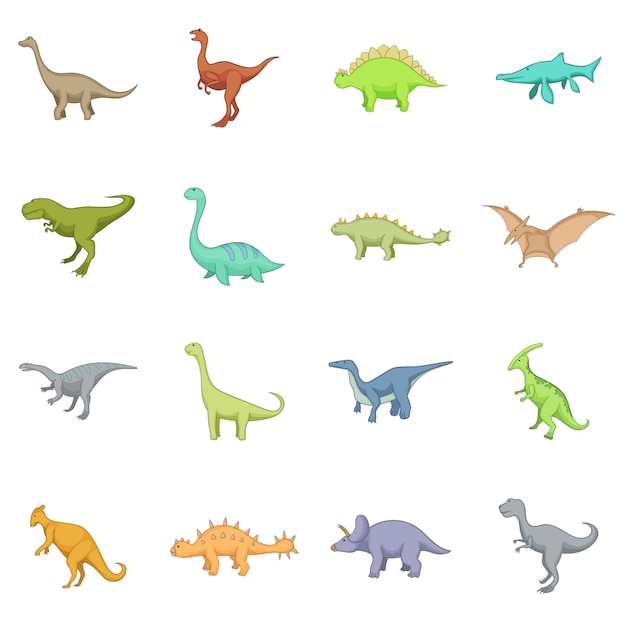 Premium Vector | Different dinosaurs icons set