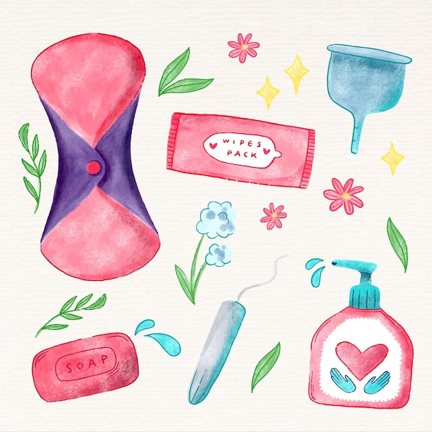 Free Vector Different feminine hygiene products