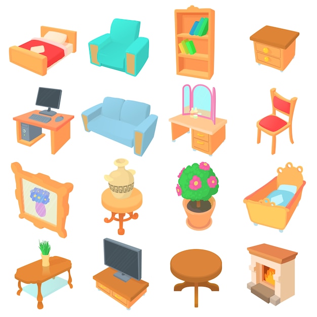 Premium Vector Different Furniture Icons Set