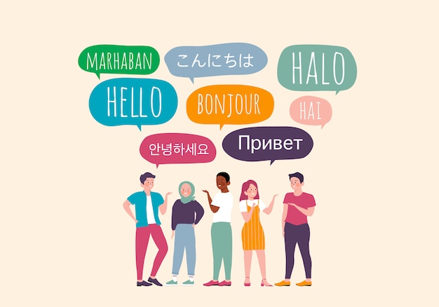 Premium Vector | Different language speech bubble hello concept. hello ...