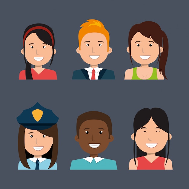 Download Different people avatar pack Vector | Free Download