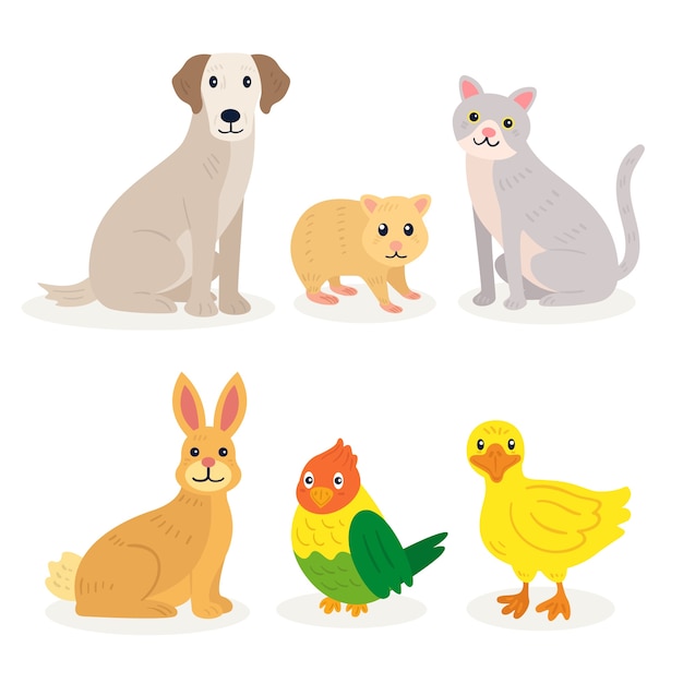Free Vector | Different pets illustration