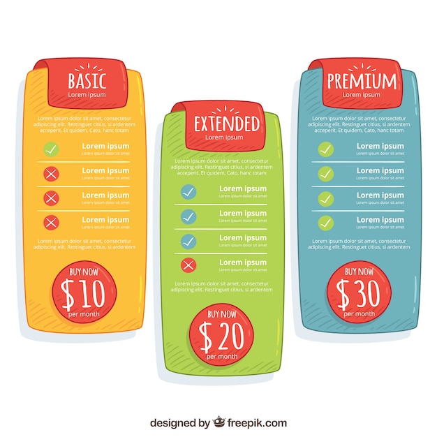 Different price lists | Free Vector