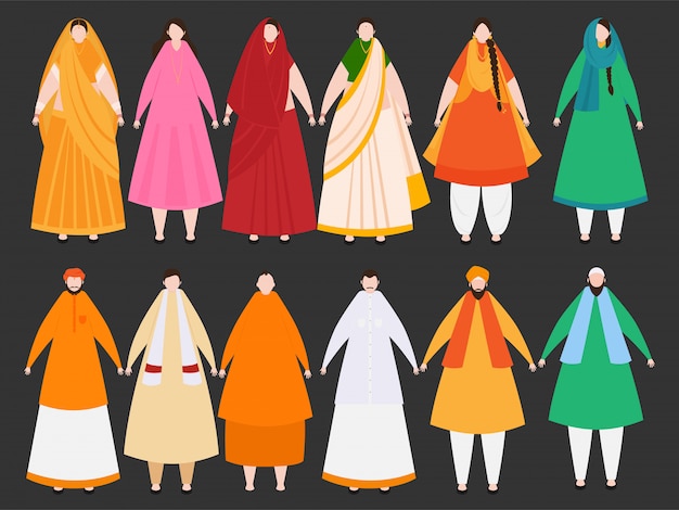 Different religion people showing unity in diversity of india | Premium  Vector