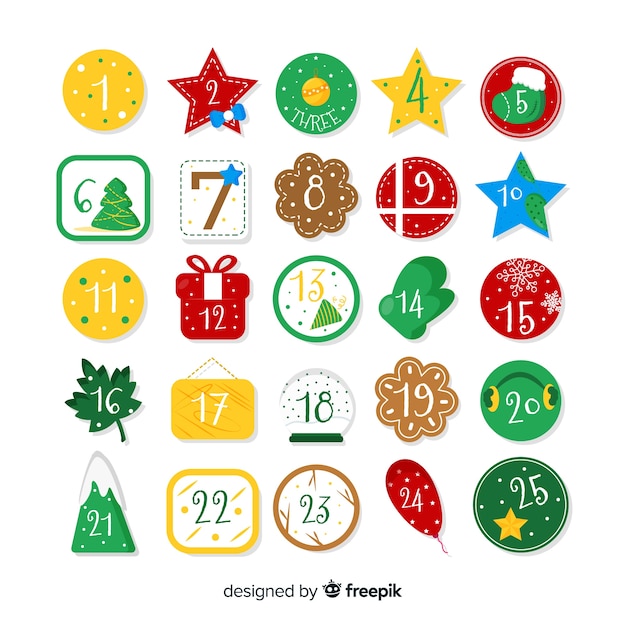 Free Vector Different shapes advent calendar