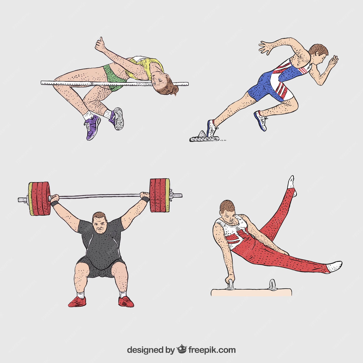 Free Vector Different sports athletes in hand drawn style