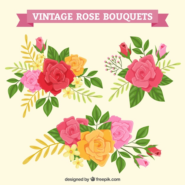 Different styles of rose bouquets