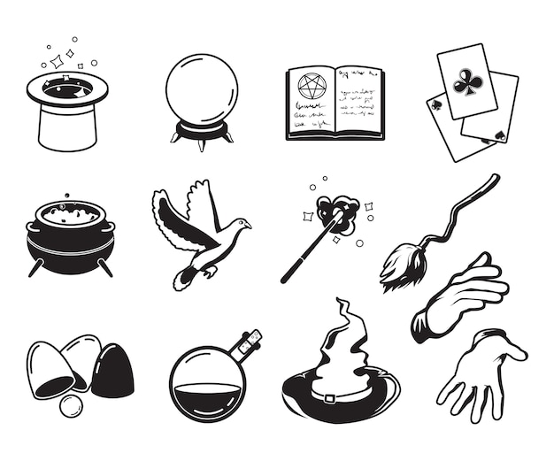 Premium Vector | Different symbols of magicians, alchemists and wizards ...