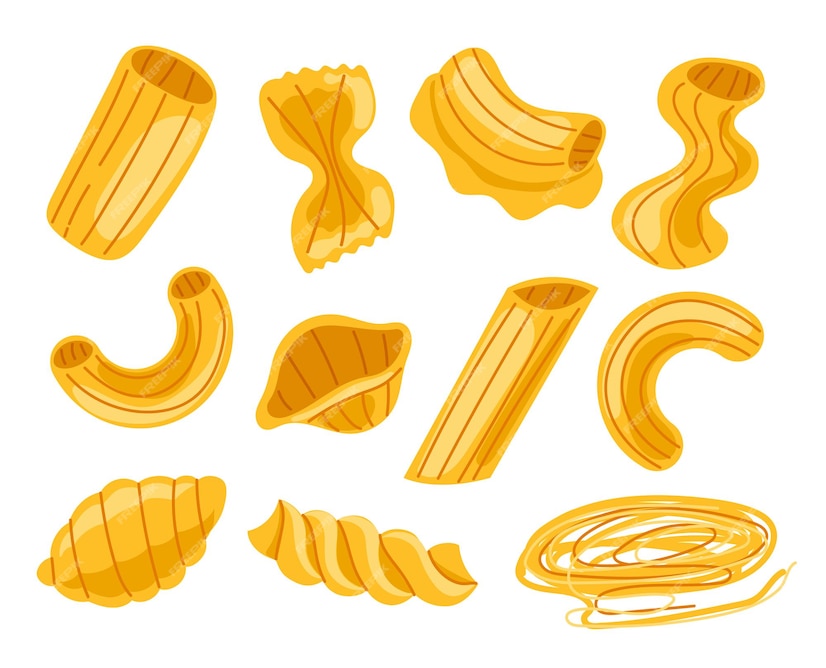 Premium Vector | Different type of pasta noodles isolated set