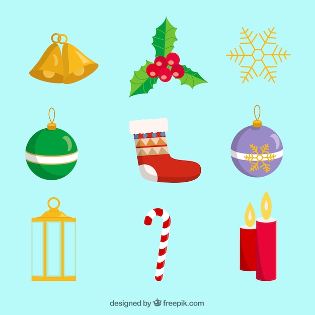 Free Vector  Different types of christmas decoration