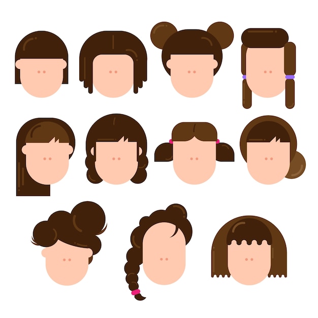 Different Types Of Female Hairstyles Premium Vector