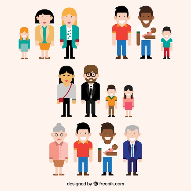 different-types-of-families-collection-vector-free-download