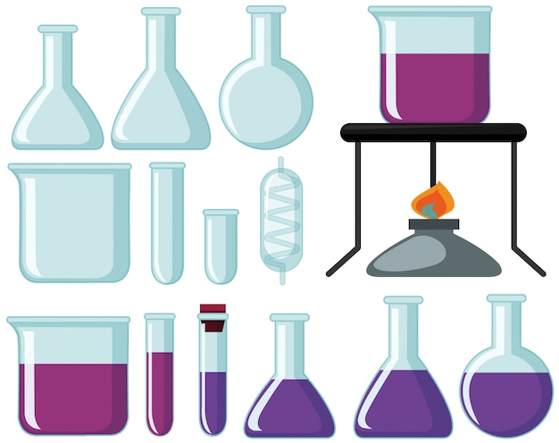 Different types of glass beakers for science experiment Vector ...