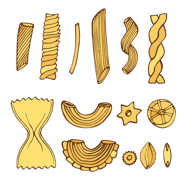 Premium Vector | Different types of pasta