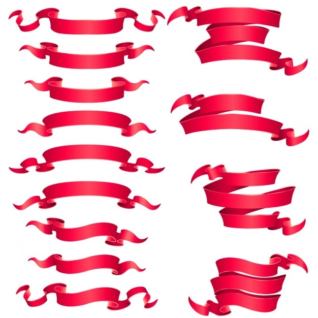 Download Free Vector | Different types of red ribbons