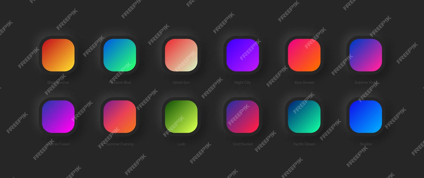 Premium Vector | Different variations vivid gradient schemes for ui ux ...