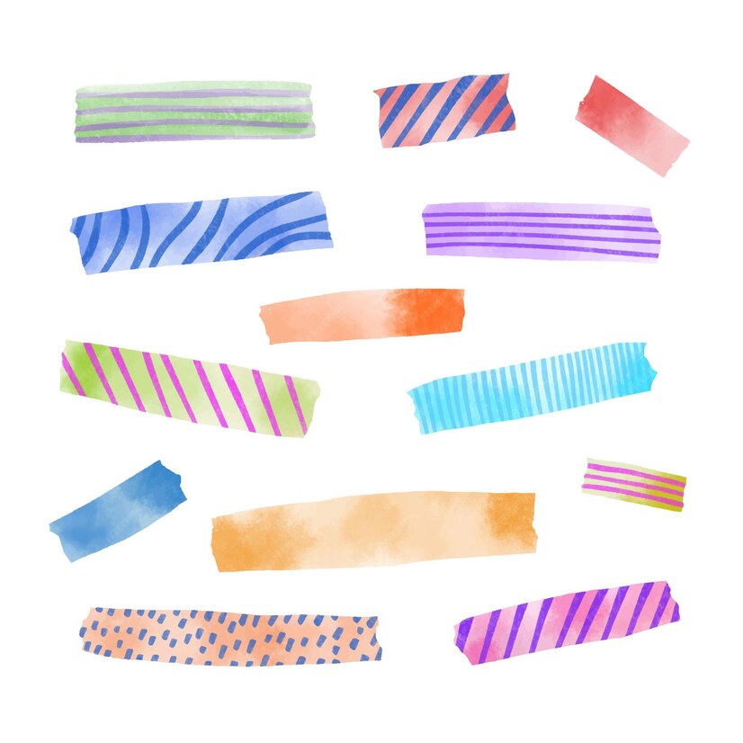 Free Vector | Different watercolor washi tapes set