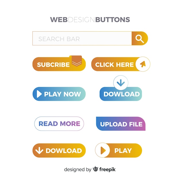 Different web buttons in gradient style Vector | Free Download