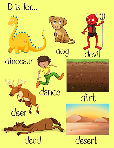 Different words beginning with letter d Vector | Free Download