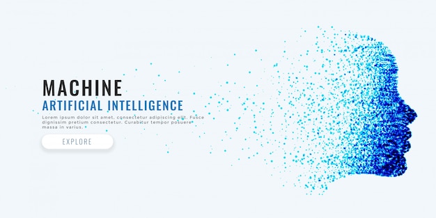 Difital face artificial intelligence concept background Free Vector