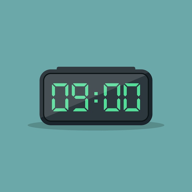 Premium Vector Digital Alarm Clock Flat Design Illustration